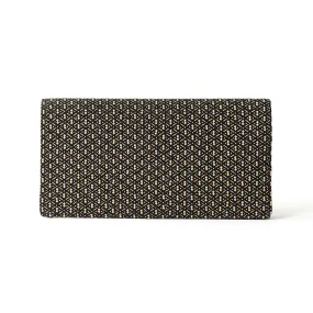Koshu Inden Japanese Deerskin Leather with Urushi (Japanese Lacquer) Long Wallet - Gourd Pattern / Gray-Black - ,  Made in Japan,  Japanese Leather Wallet