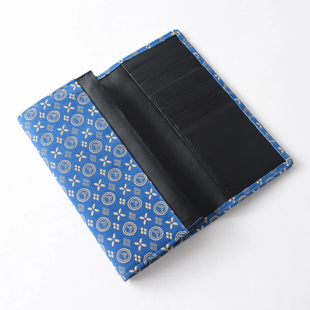 Koshu Inden Japanese Deerskin Leather with Urushi (Japanese Lacquer) Long Wallet - Mt.Fuji pattern / Blue - ,  Made in Japan,  Japanese Leather Wallet