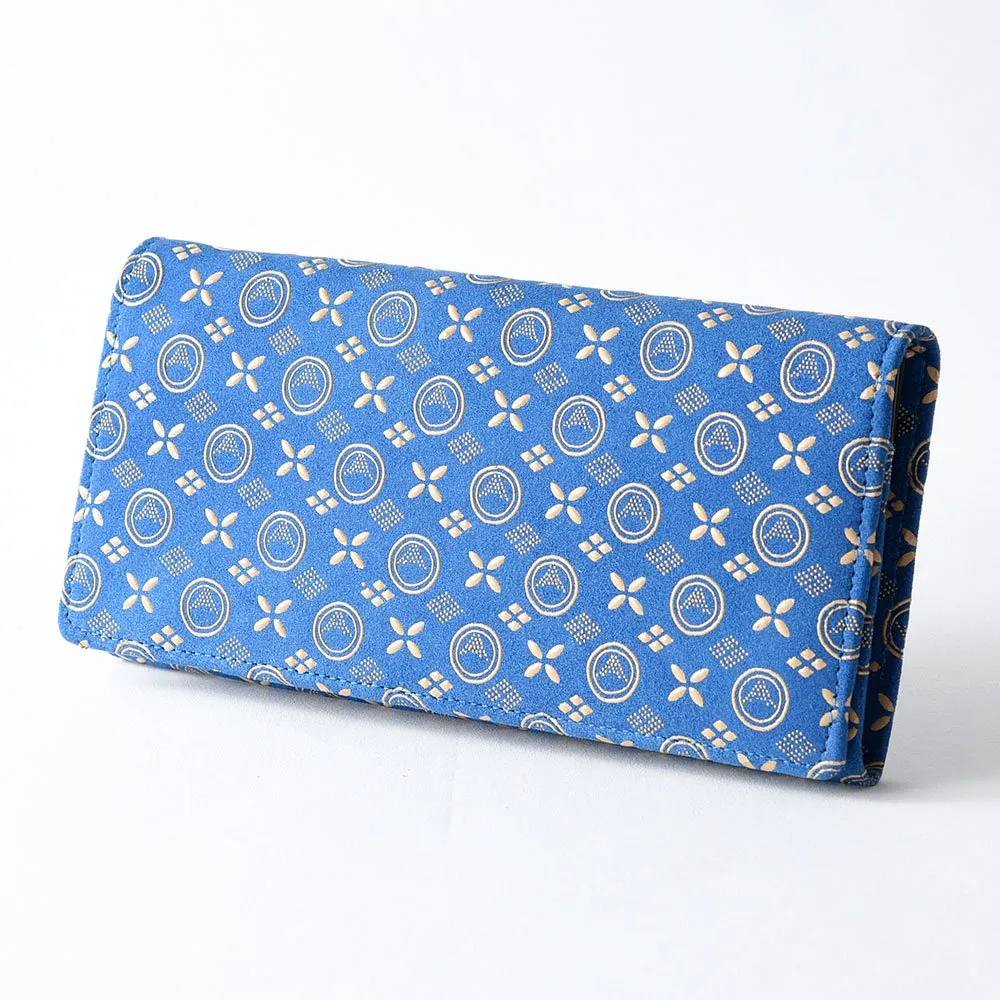 Koshu Inden Japanese Deerskin Leather with Urushi (Japanese Lacquer) Long Wallet - Mt.Fuji pattern / Blue - ,  Made in Japan,  Japanese Leather Wallet
