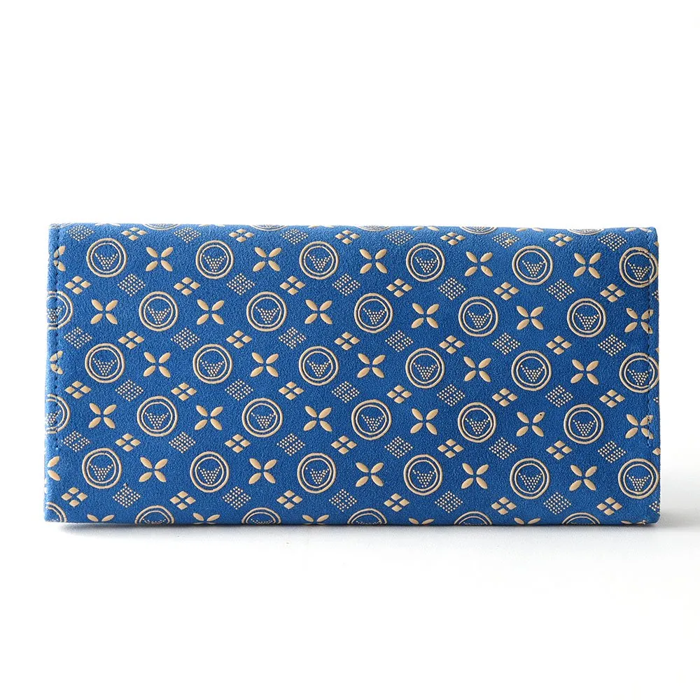 Koshu Inden Japanese Deerskin Leather with Urushi (Japanese Lacquer) Long Wallet - Mt.Fuji pattern / Blue - ,  Made in Japan,  Japanese Leather Wallet