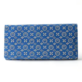 Koshu Inden Japanese Deerskin Leather with Urushi (Japanese Lacquer) Long Wallet - Mt.Fuji pattern / Blue - ,  Made in Japan,  Japanese Leather Wallet