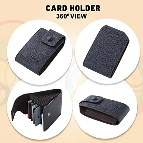 Kuber Industries Card Holder Wallet for Men Women|Debit Credit Card Holder|Wallet for Id, Visiting Card, Buisness Card|Button Closure|Blue (Pack of 3)