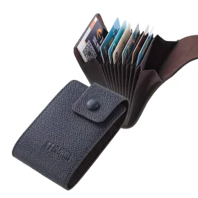 Kuber Industries Card Holder Wallet for Men Women|Debit Credit Card Holder|Wallet for Id, Visiting Card, Buisness Card|Button Closure|Blue (Pack of 3)
