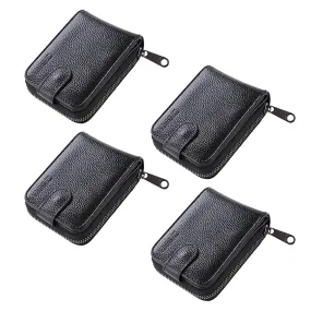 Kuber Industries Card Holder Wallet for Men Women|Debit Credit Card Holder|Wallet for Id, Visiting Card, Buisness Card|RFID Protected|Button & Zipper Closure Wallet|Black (Pack of 3)