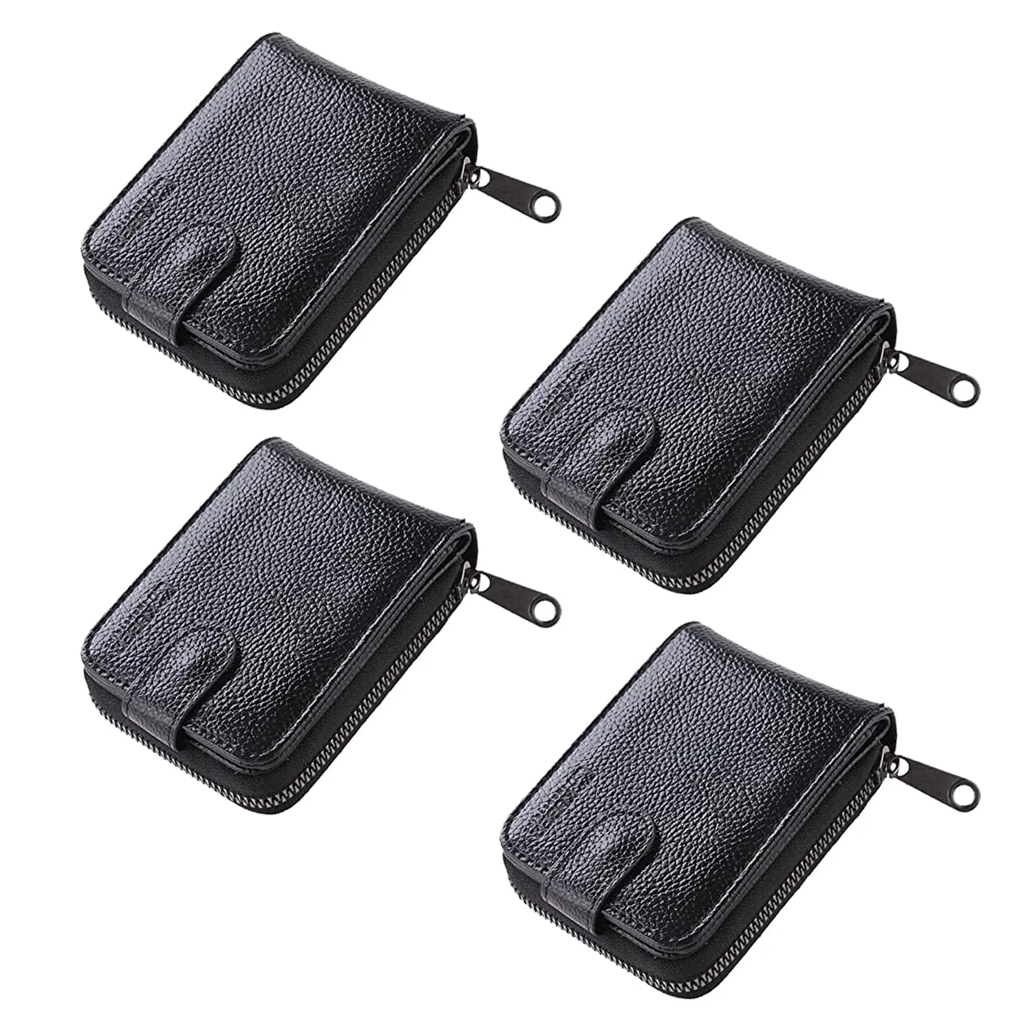Kuber Industries Card Holder Wallet for Men Women|Debit Credit Card Holder|Wallet for Id, Visiting Card, Buisness Card|RFID Protected|Button & Zipper Closure Wallet|Black (Pack of 3)