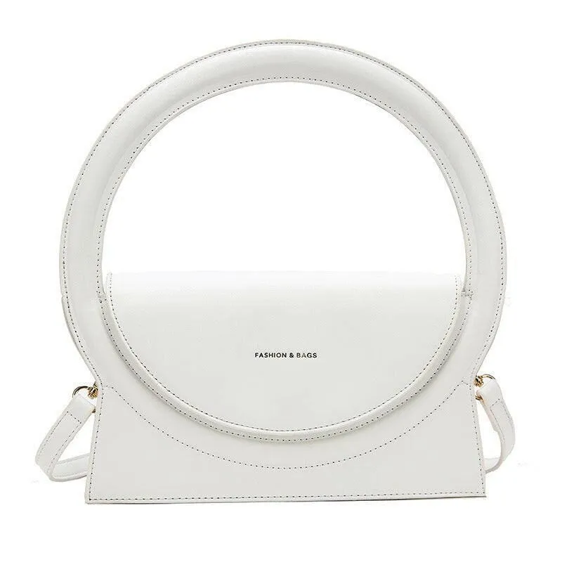 Ladies Circle Handle Designer Handbag Versatile Retro Shoulder Crossbody Bag