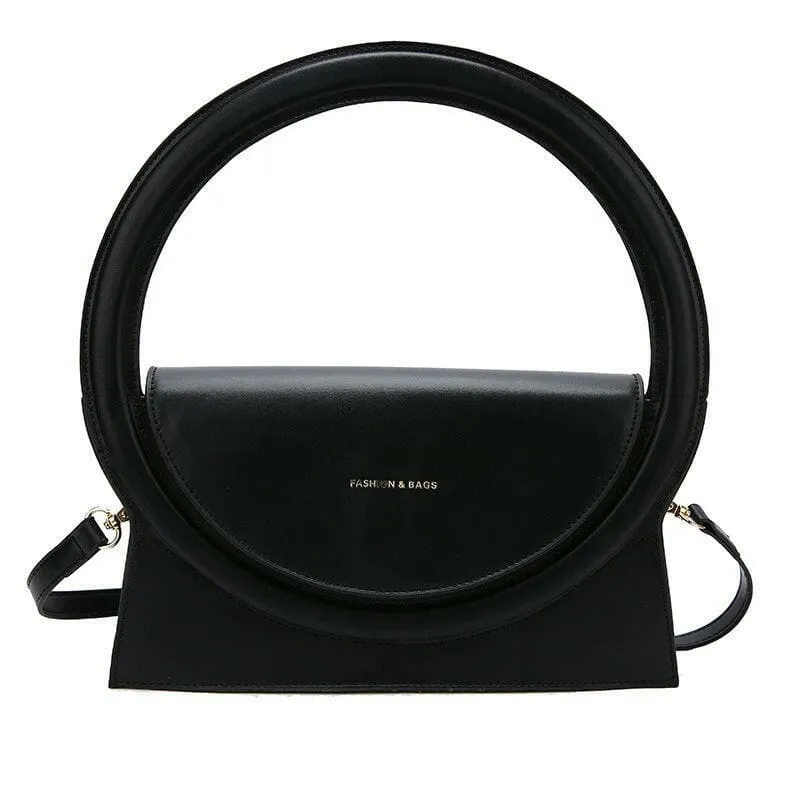 Ladies Circle Handle Designer Handbag Versatile Retro Shoulder Crossbody Bag