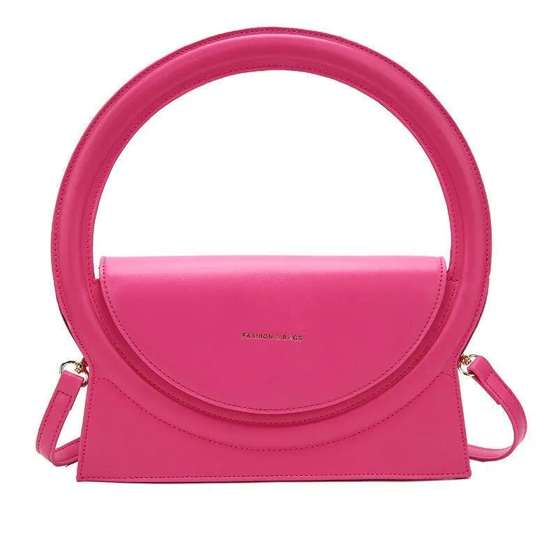 Ladies Circle Handle Designer Handbag Versatile Retro Shoulder Crossbody Bag