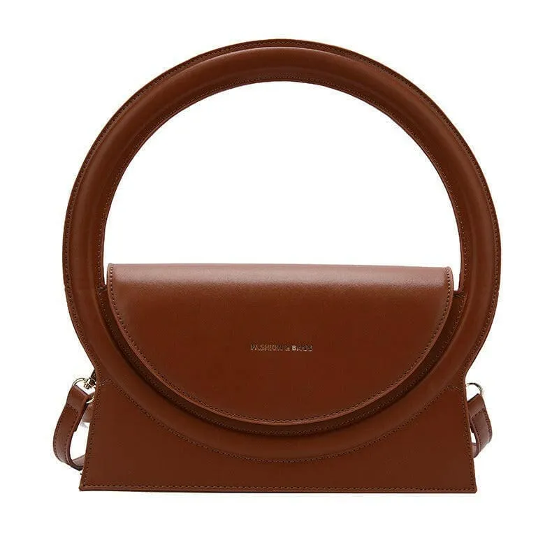 Ladies Circle Handle Designer Handbag Versatile Retro Shoulder Crossbody Bag