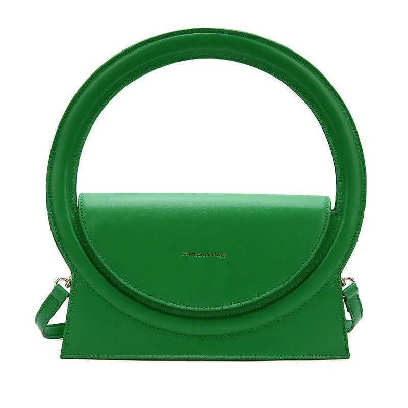 Ladies Circle Handle Designer Handbag Versatile Retro Shoulder Crossbody Bag