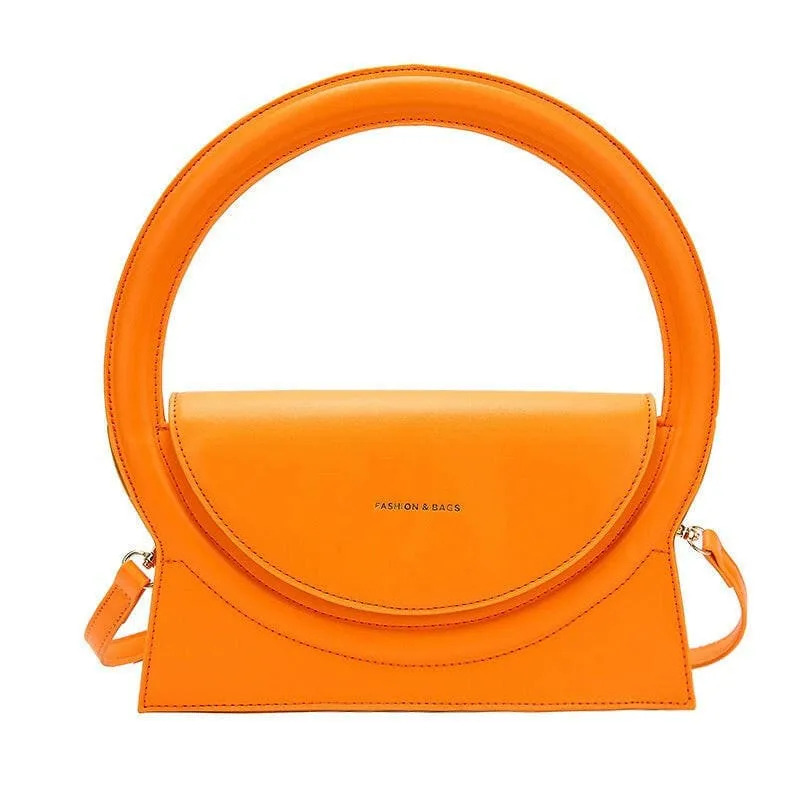 Ladies Circle Handle Designer Handbag Versatile Retro Shoulder Crossbody Bag