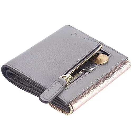 Lavemi RFID Blocking Small Compact Leather Wallets Credit Card Holder Case for Women(Envelope Champagne Gold)