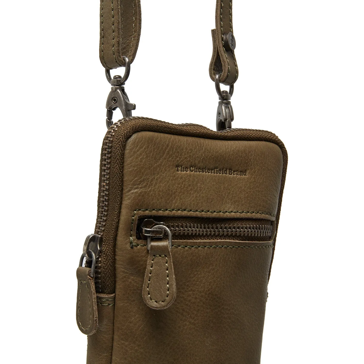 Leather Phone Pouch Olive Green Salta