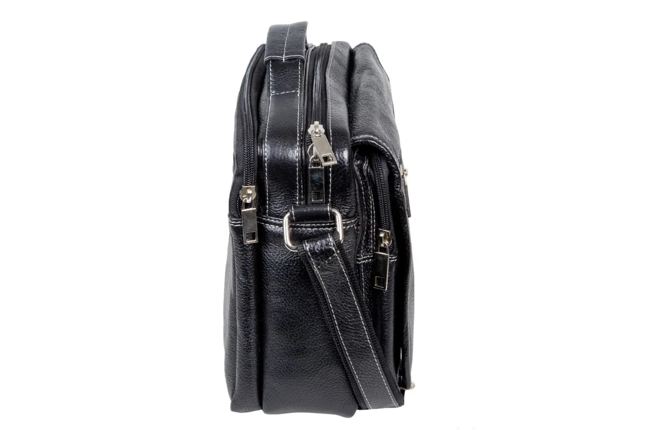 LEATHER SLING BAG  998920 (BLACK)