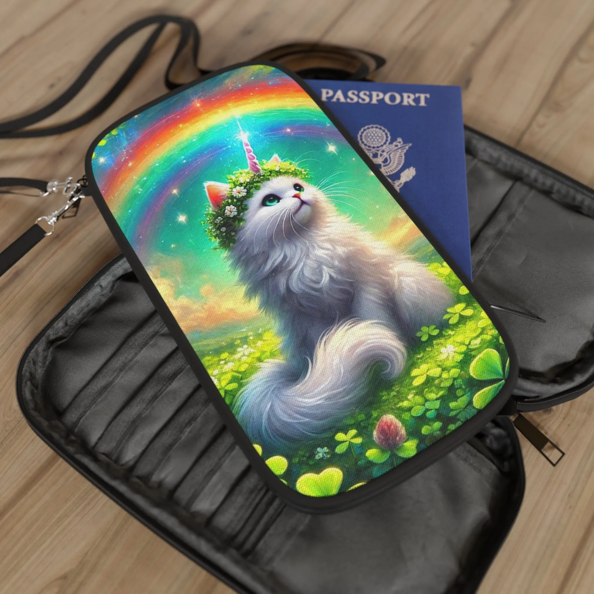 Lucky Caticorn - Cat Unicorn - Passport Wallet - Travel Gift