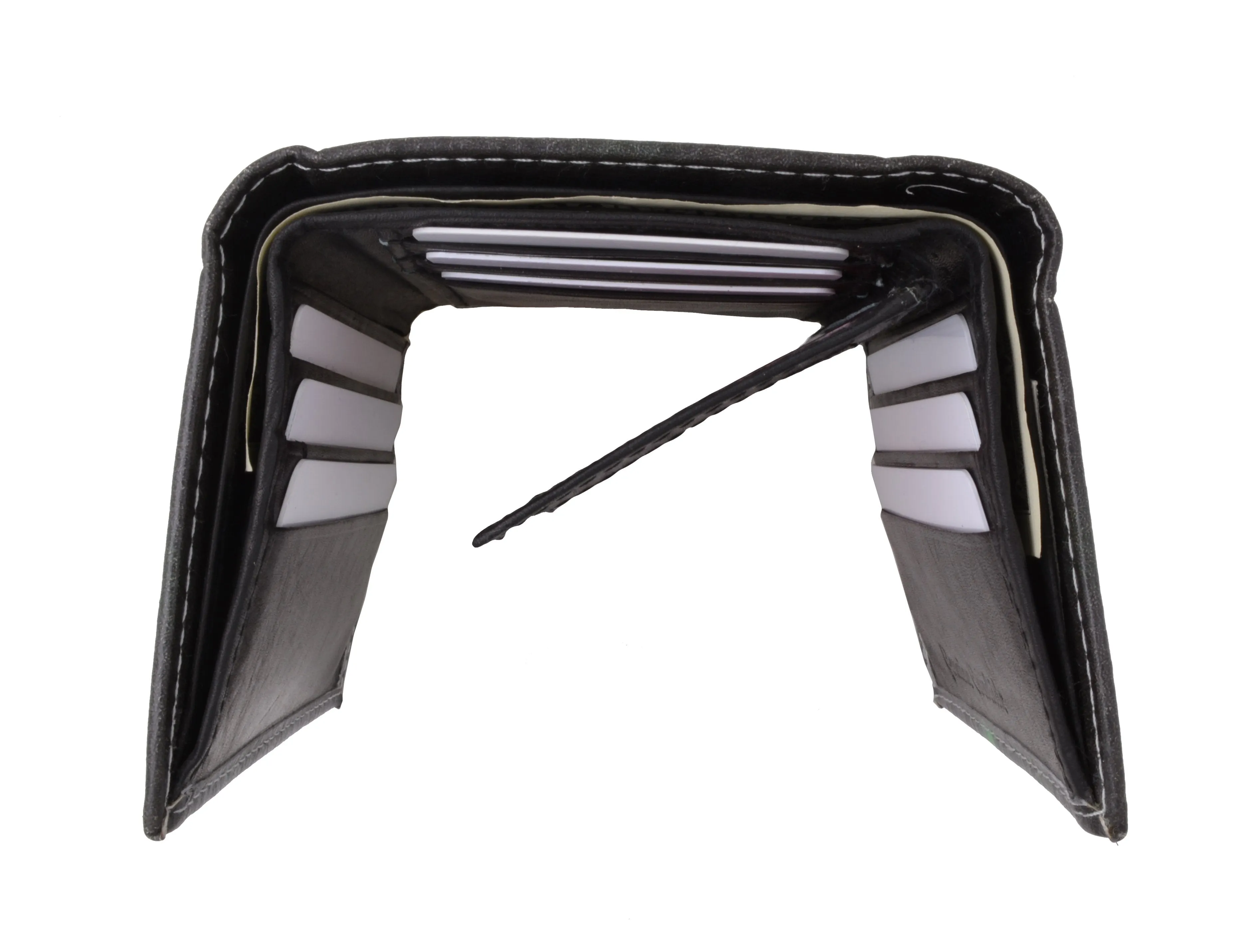 Marijuana Men's Genuine Leather Credit Card ID Holder Trifold Wallet with Middle Flap 1346-19