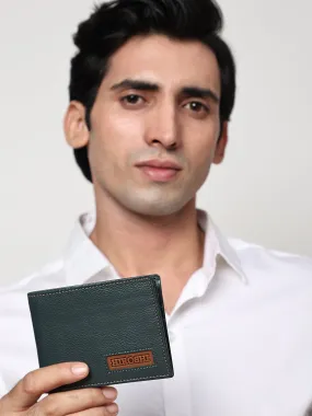 Men's Green Leather Fold Wallet - Hiroshi