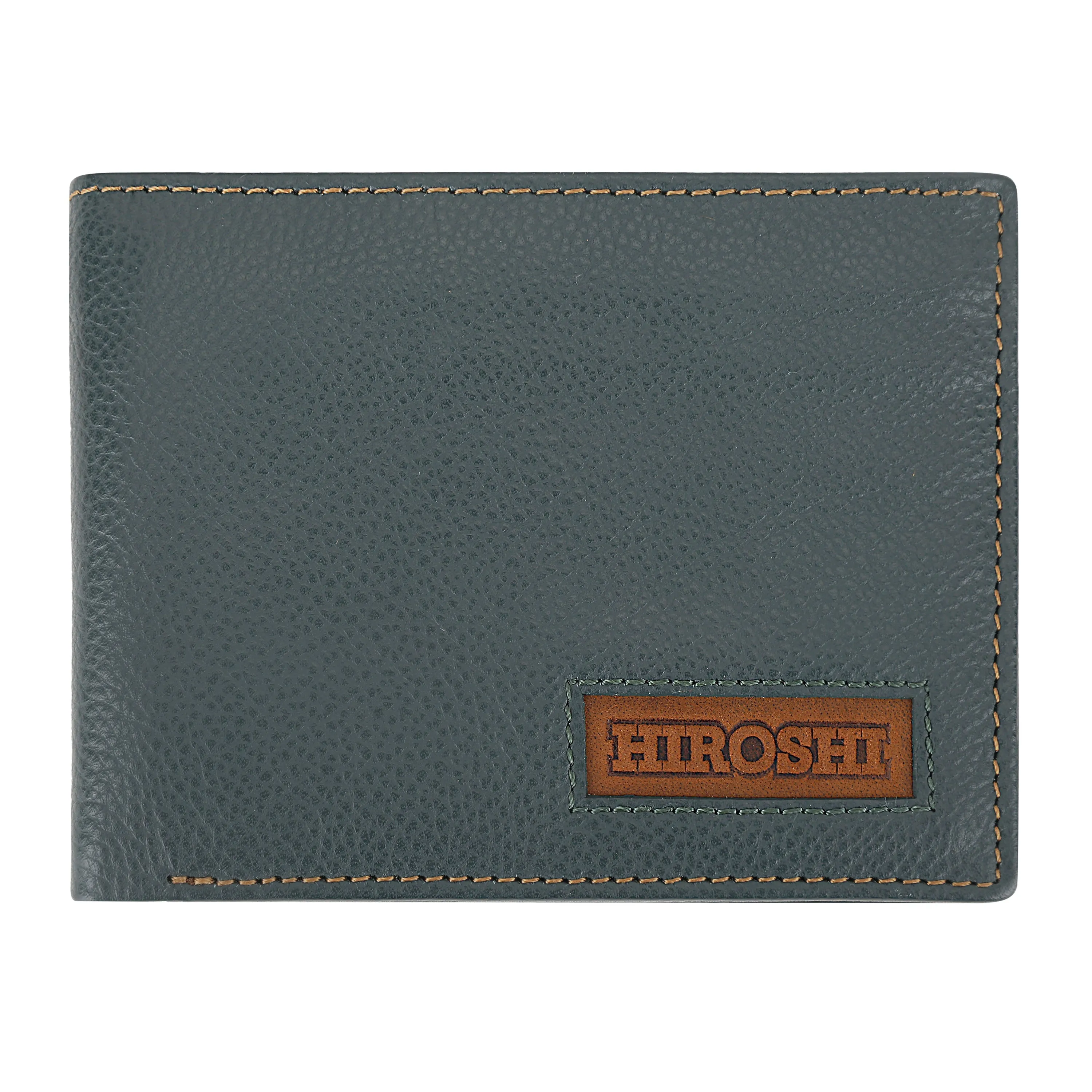 Men's Green Leather Fold Wallet - Hiroshi