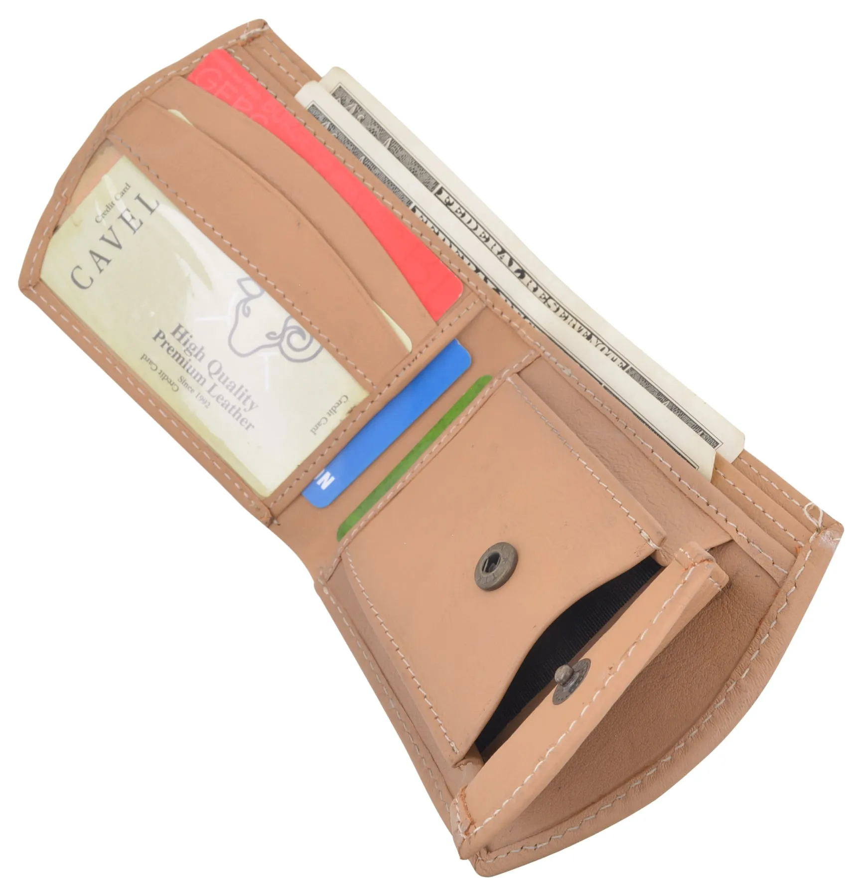 Men's Premium Leather Credit Card ID Holder Bifold Wallet with Coin Pocket
