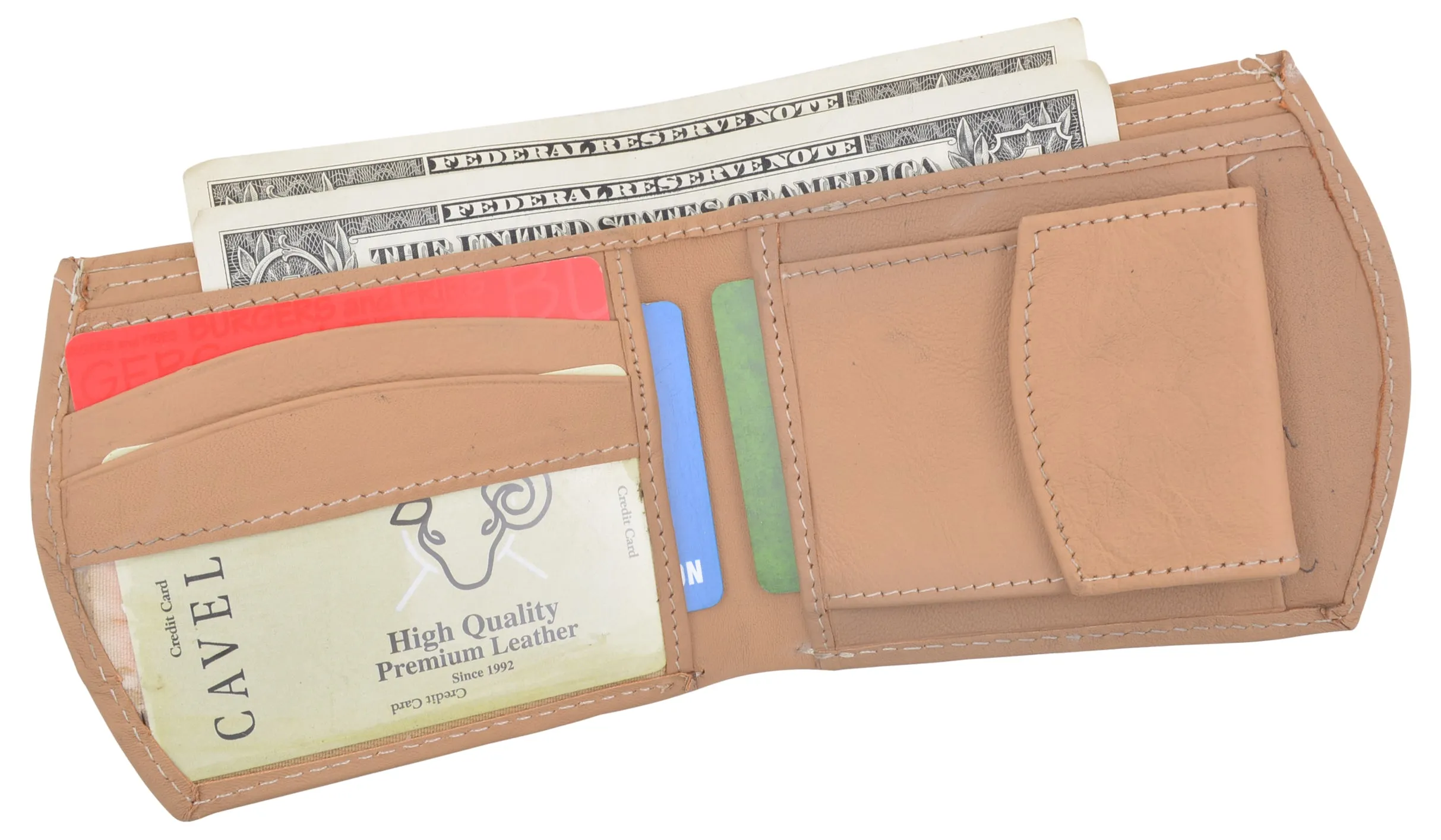 Men's Premium Leather Credit Card ID Holder Bifold Wallet with Coin Pocket