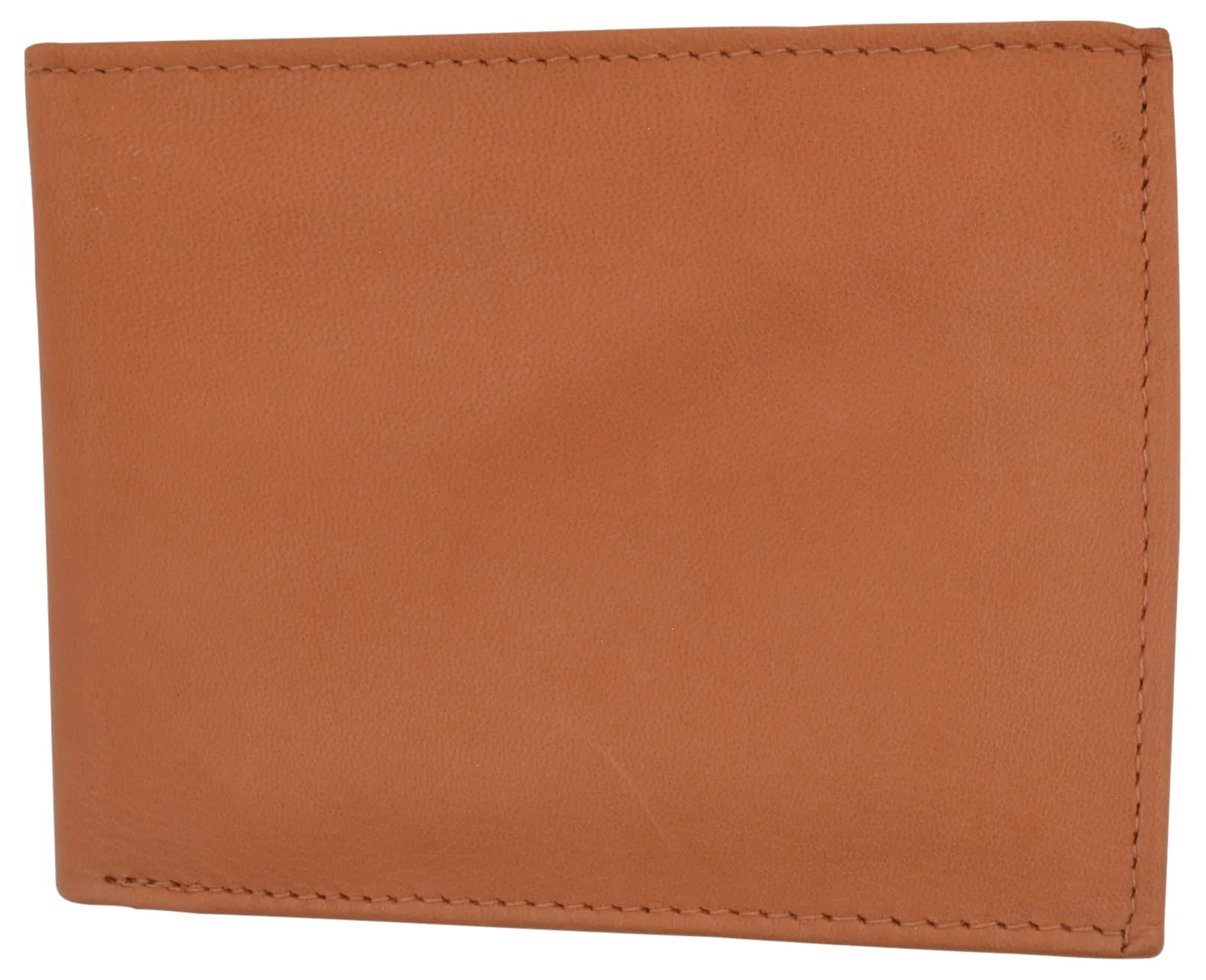 Mens RFID Blocking Leather Center Flap Bifold Compact Card ID Wallet