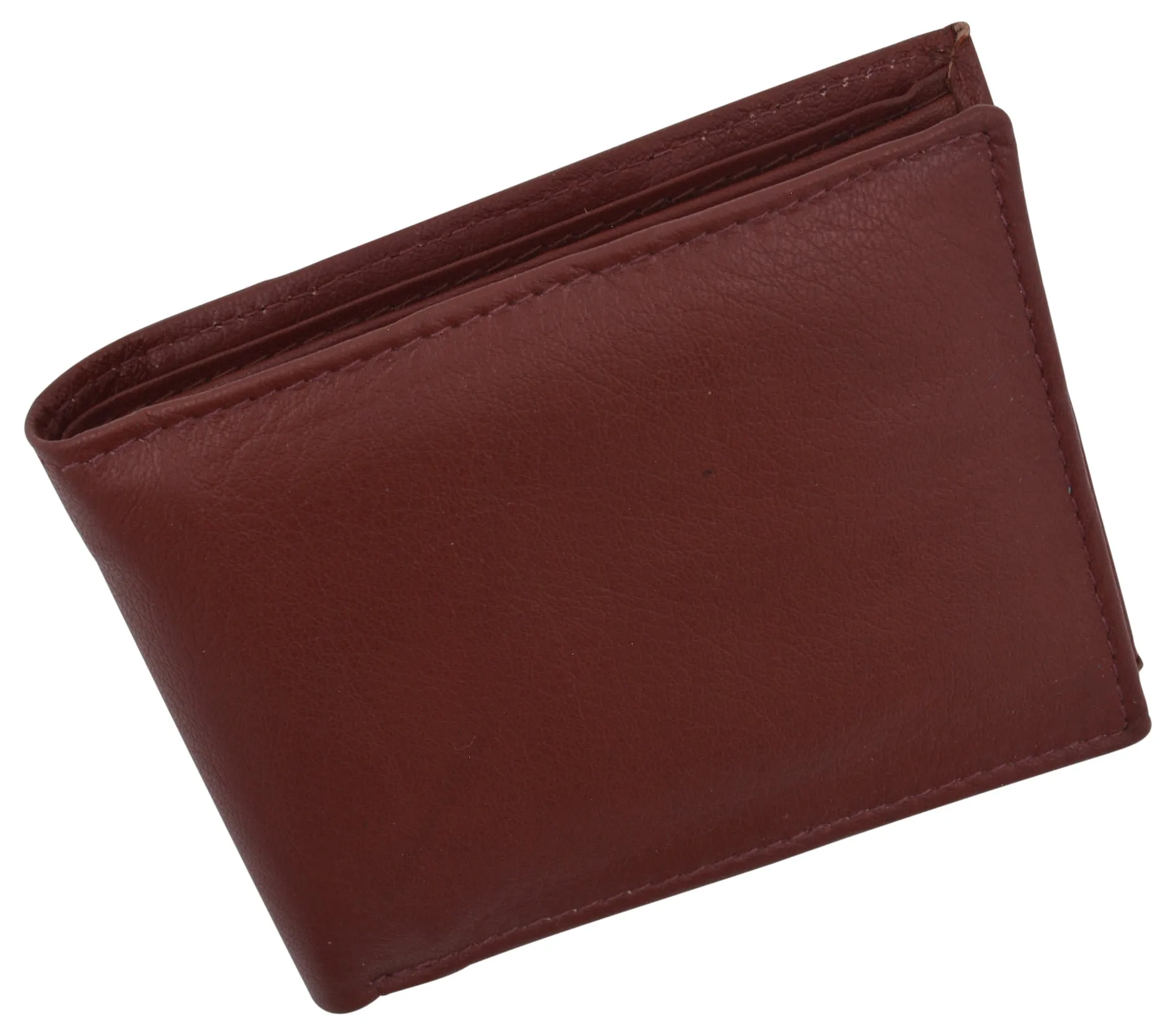 Mens RFID Blocking Leather Center Flap Bifold Compact Card ID Wallet