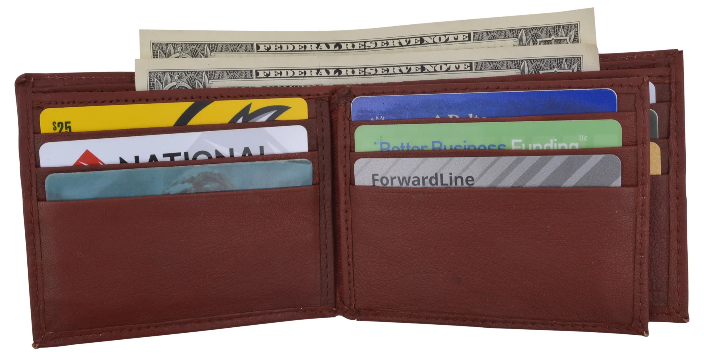 Mens RFID Blocking Leather Center Flap Bifold Compact Card ID Wallet