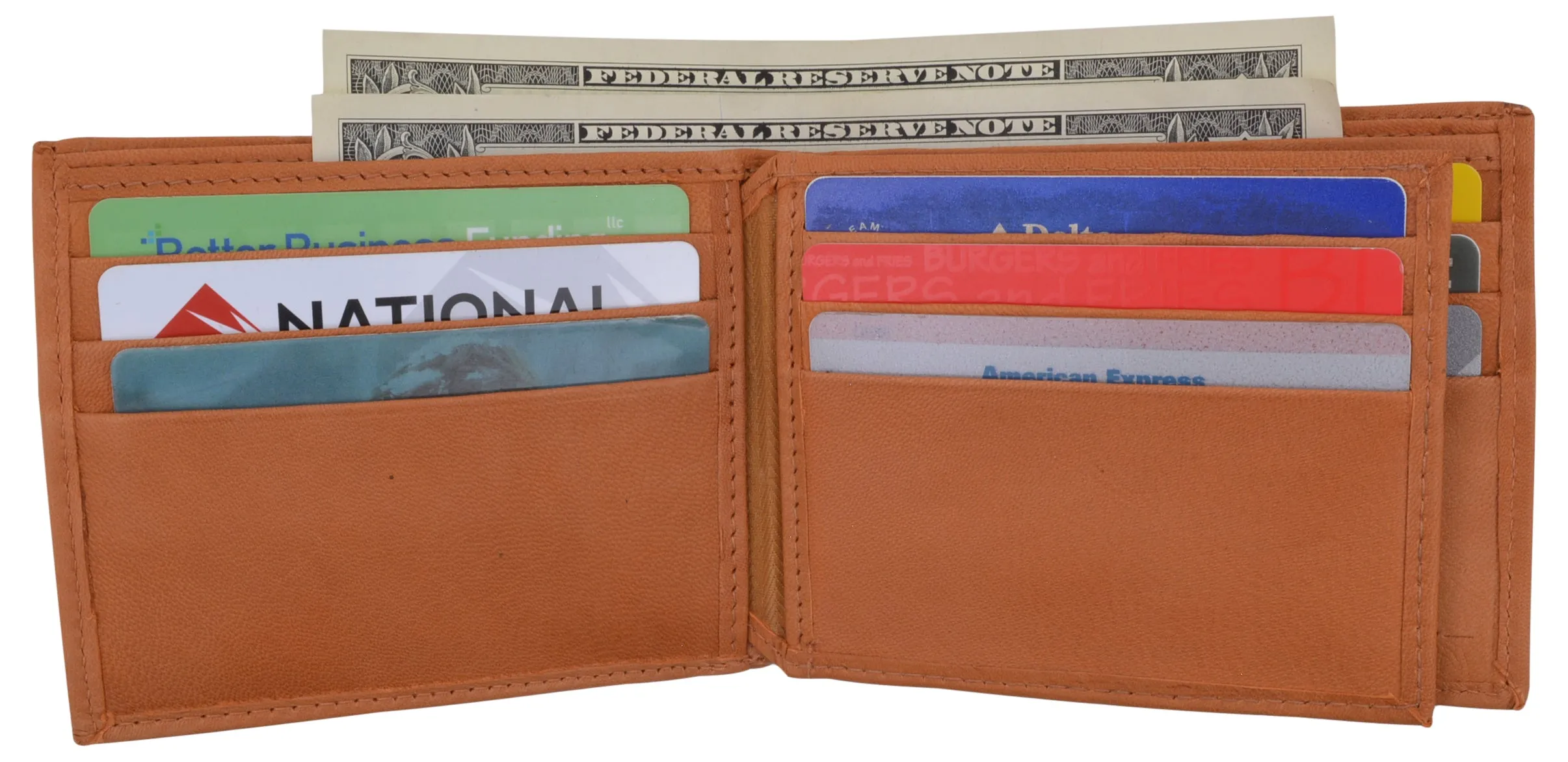 Mens RFID Blocking Leather Center Flap Bifold Compact Card ID Wallet