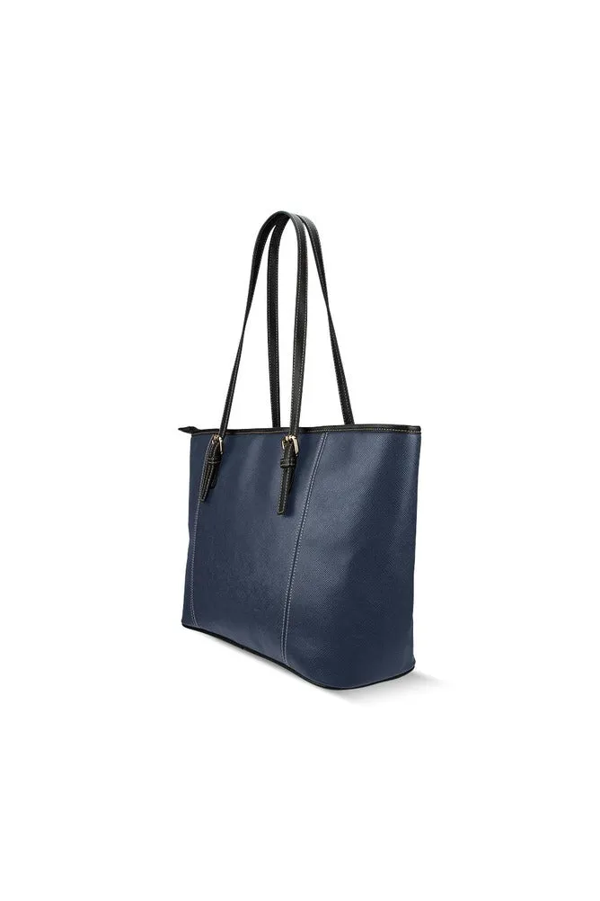 Mid Blue Leather Tote Bag/Large
