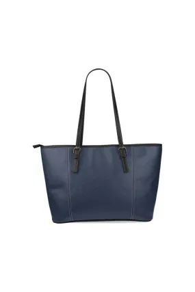 Mid Blue Leather Tote Bag/Large