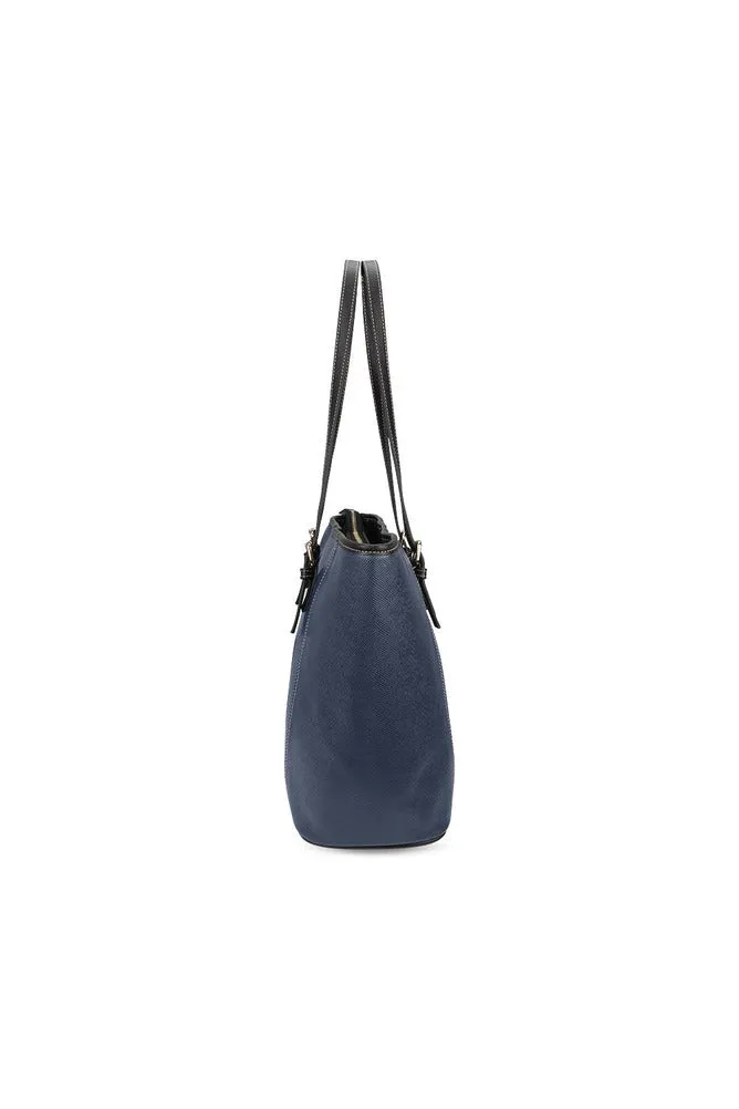 Mid Blue Leather Tote Bag/Large