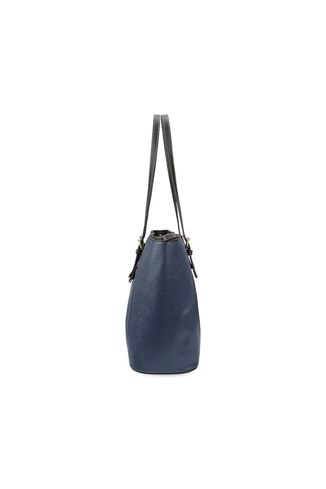 Mid Blue Leather Tote Bag/Large
