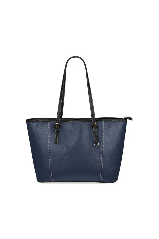 Mid Blue Leather Tote Bag/Large