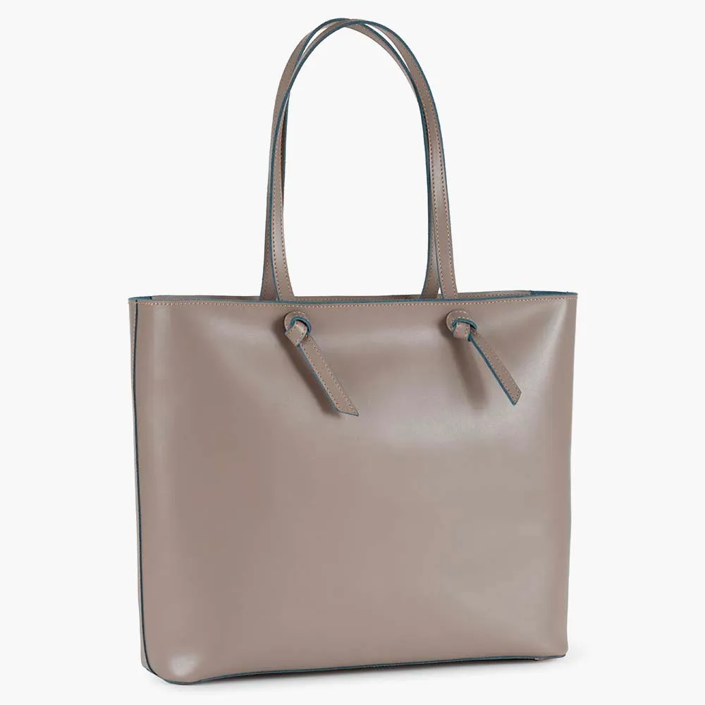 Milano Large Leather Shoulder Tote Bag - Fango