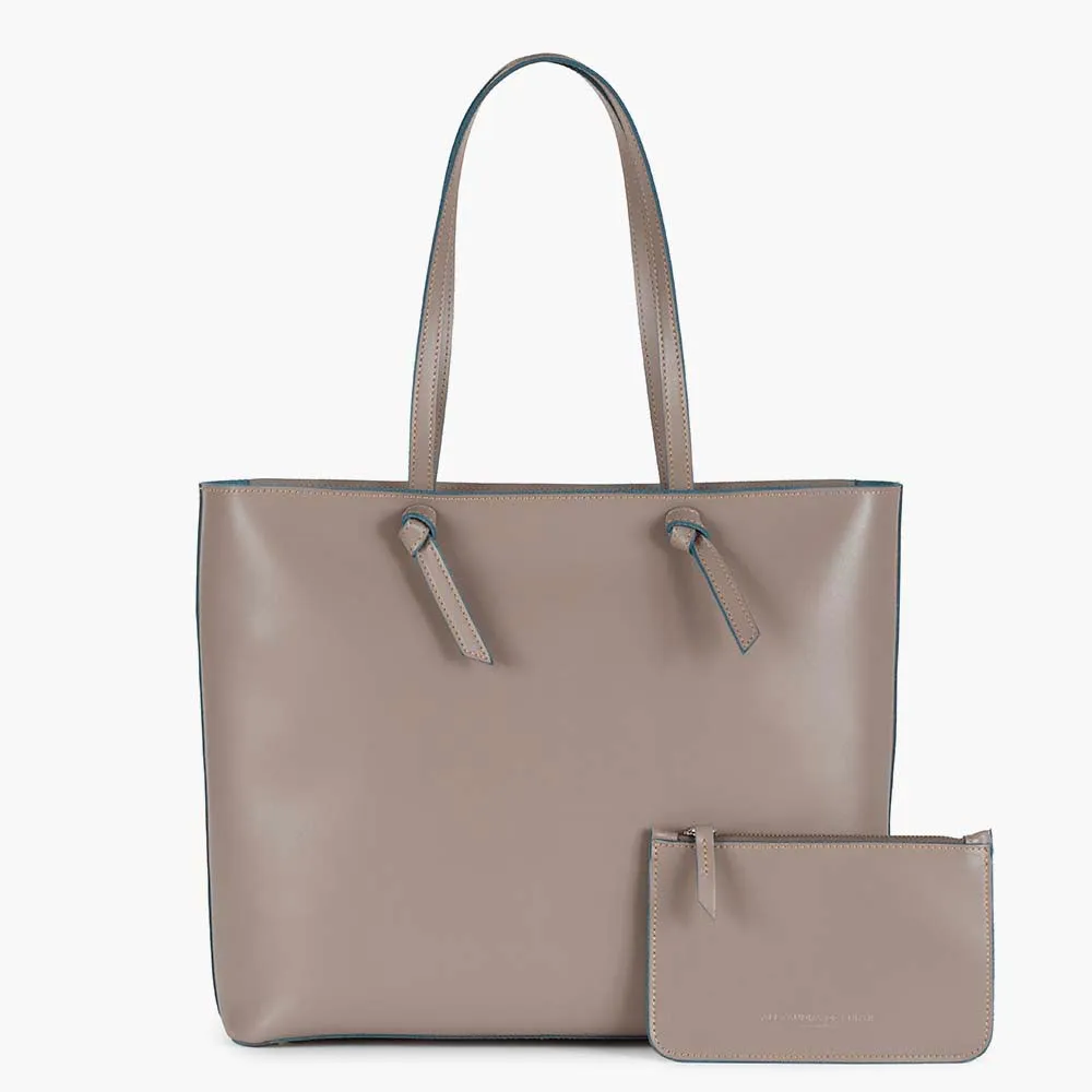 Milano Large Leather Shoulder Tote Bag - Fango