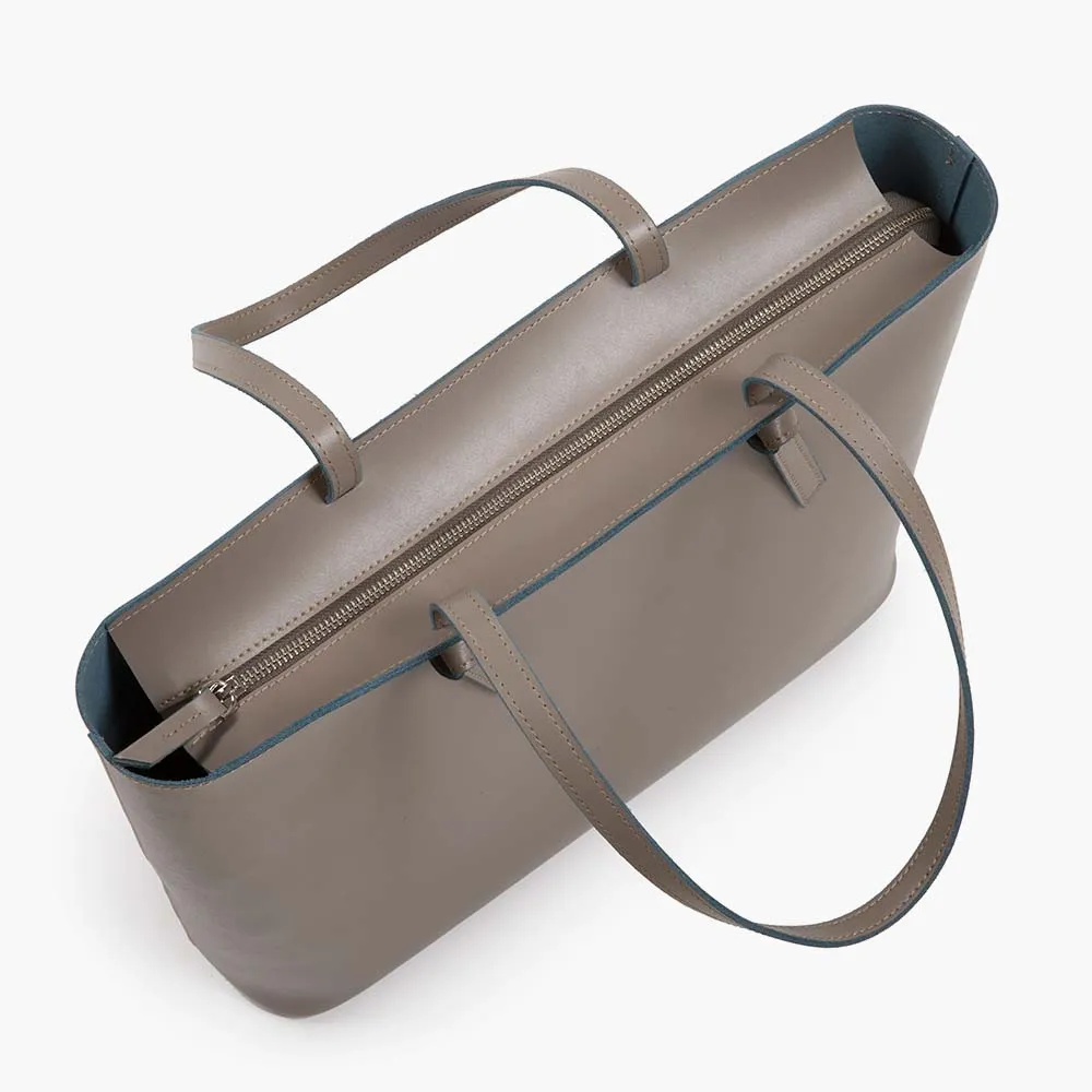 Milano Large Leather Shoulder Tote Bag - Fango