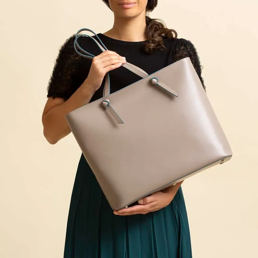 Milano Large Leather Shoulder Tote Bag - Fango