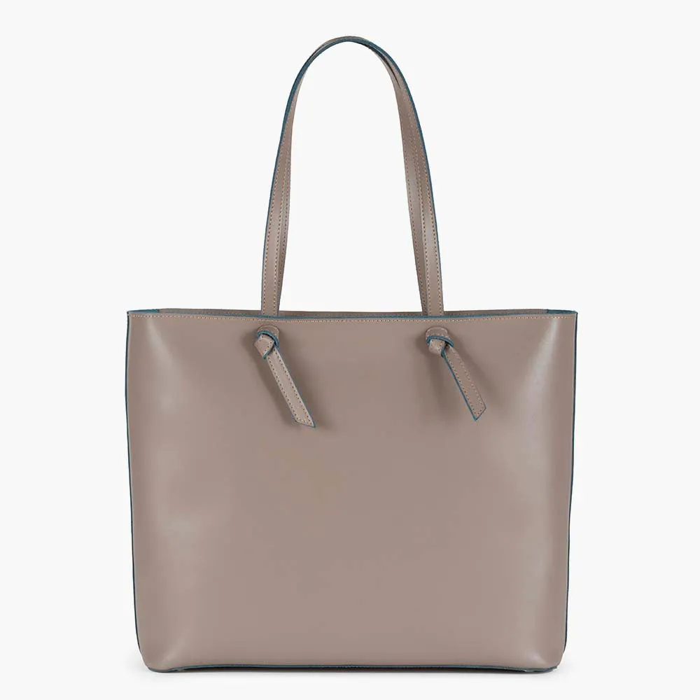 Milano Large Leather Shoulder Tote Bag - Fango