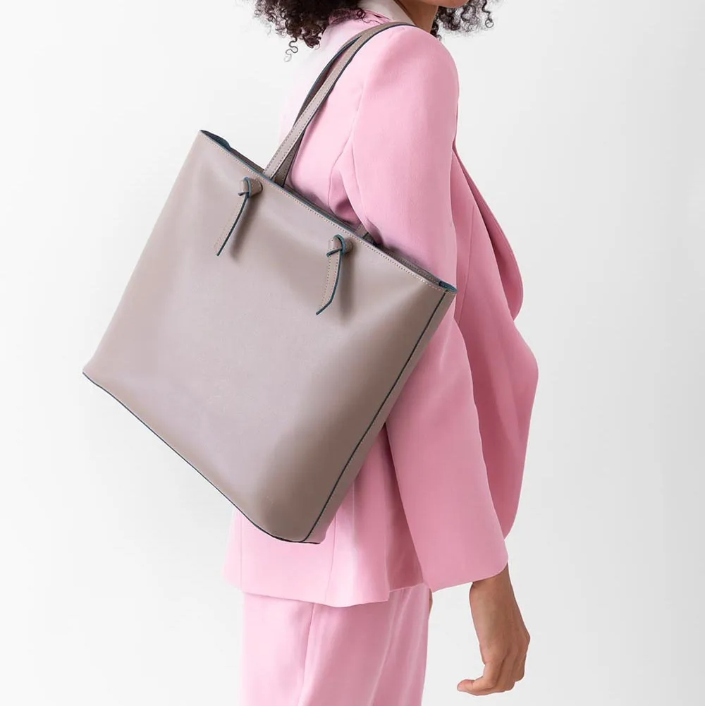 Milano Large Leather Shoulder Tote Bag - Fango