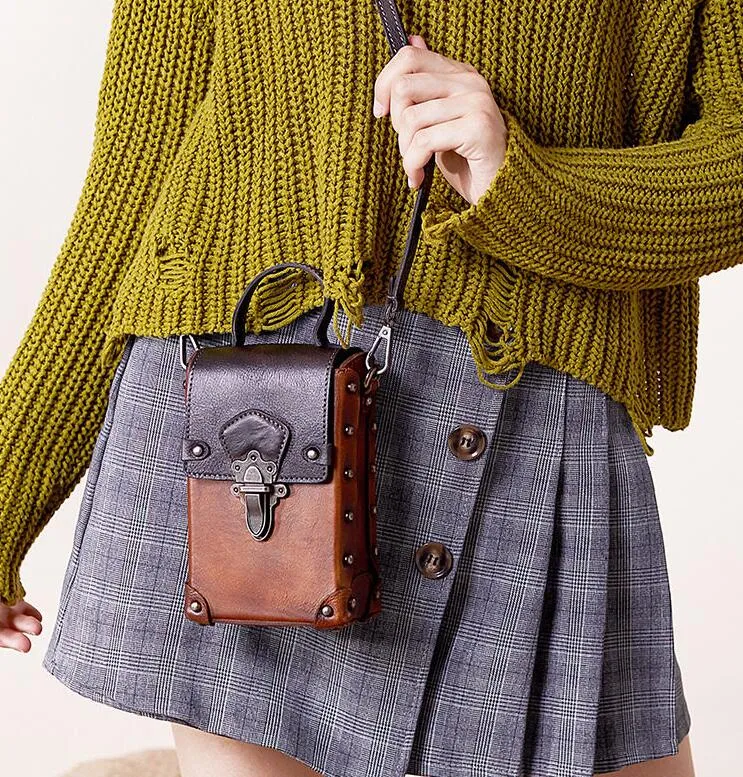 Mini Women's Genuine Leather Handbags Phone Bag Leather Crossbody Bag For Women