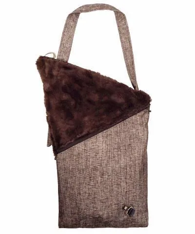 Naples Messenger Bag - Liam in Brown Upholstery with Cuddly Faux Fur in Chocolate (SOLD OUT)