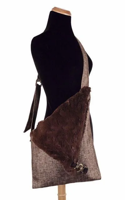 Naples Messenger Bag - Liam in Brown Upholstery with Cuddly Faux Fur in Chocolate (SOLD OUT)