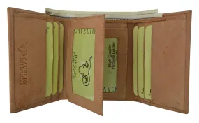 New Hunter Series Premium Leather Vintage Style Trifold Credit Card Holder Wallet by Cavelio HU1107 (C)