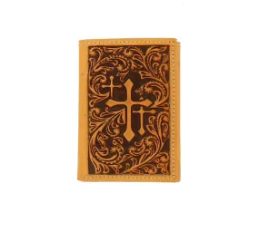 Nocona Trifold Floral Emboss with Triple Crosses Wallet N5410908