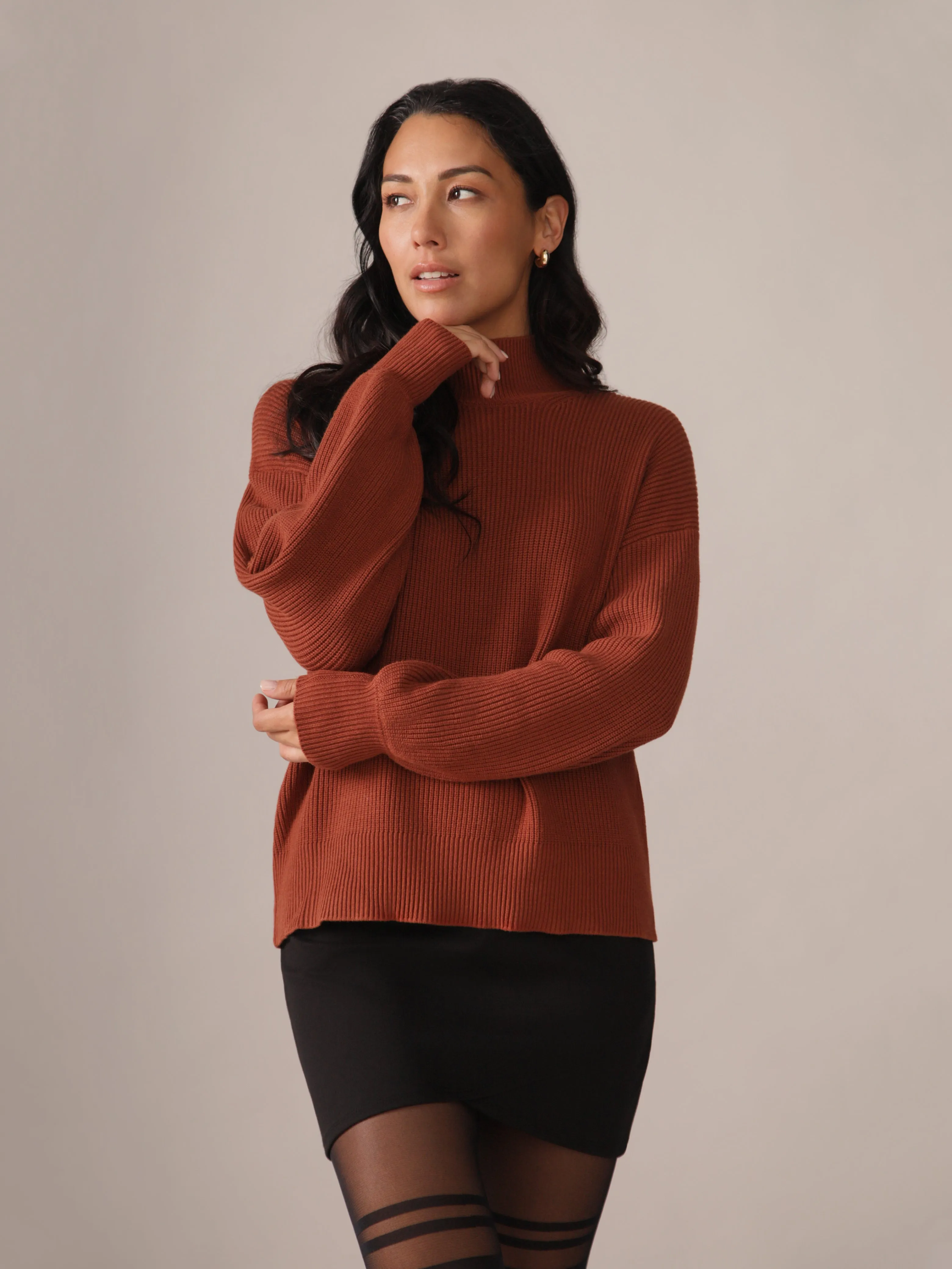 Norah Caramel Sweater Knit Top