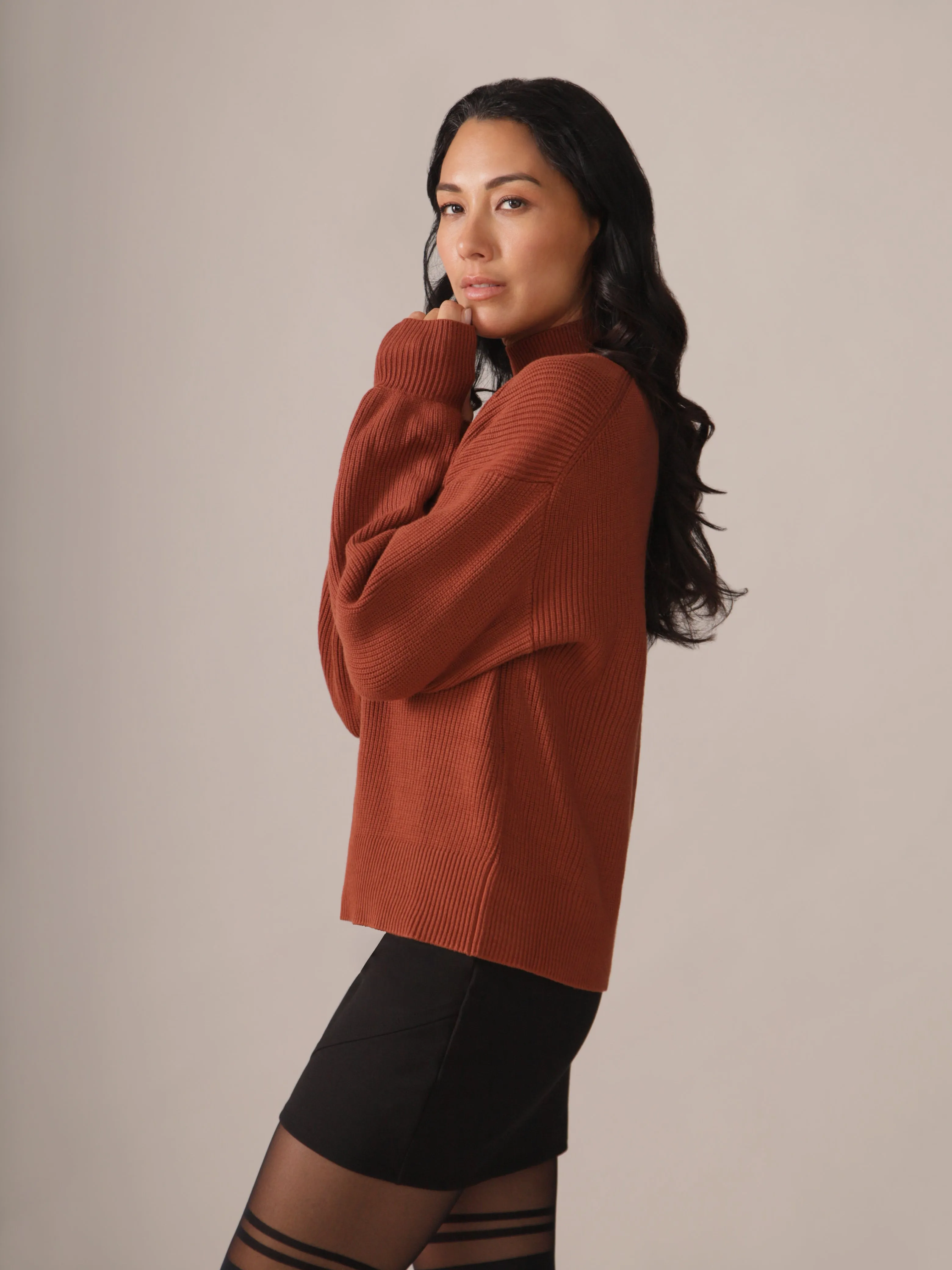 Norah Caramel Sweater Knit Top