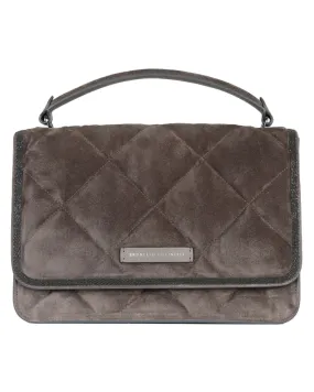 Onyx Suede Top Handle Bag