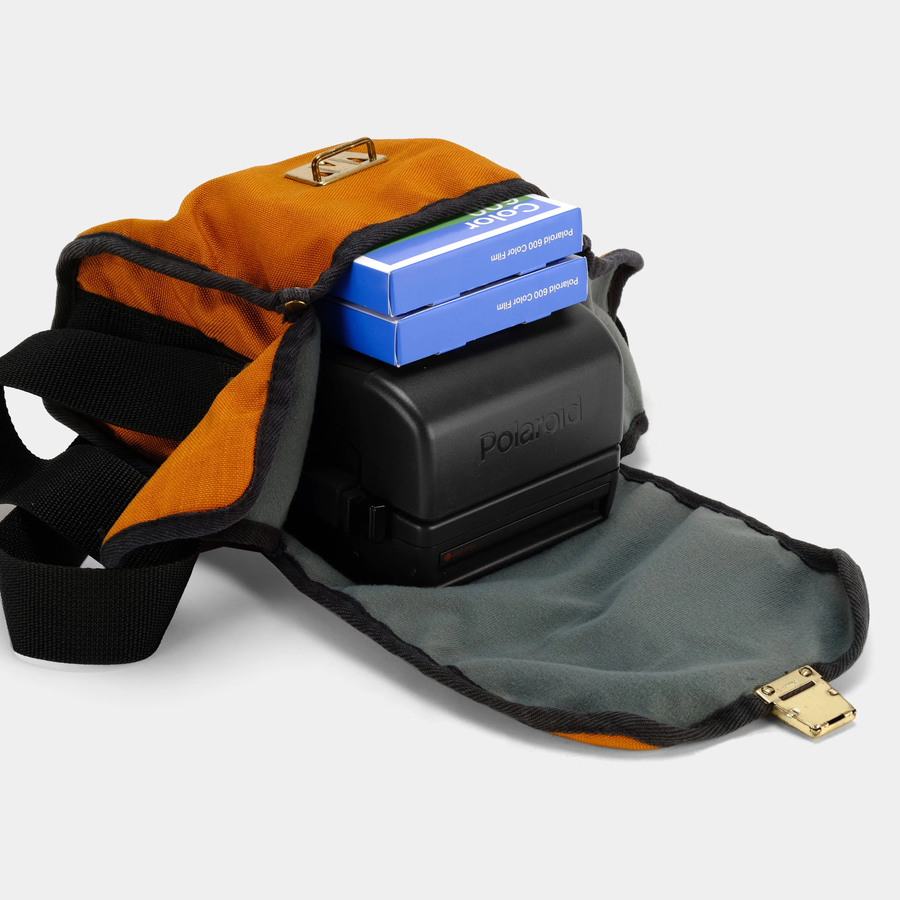 Orange and Black Fabric Camera Bag