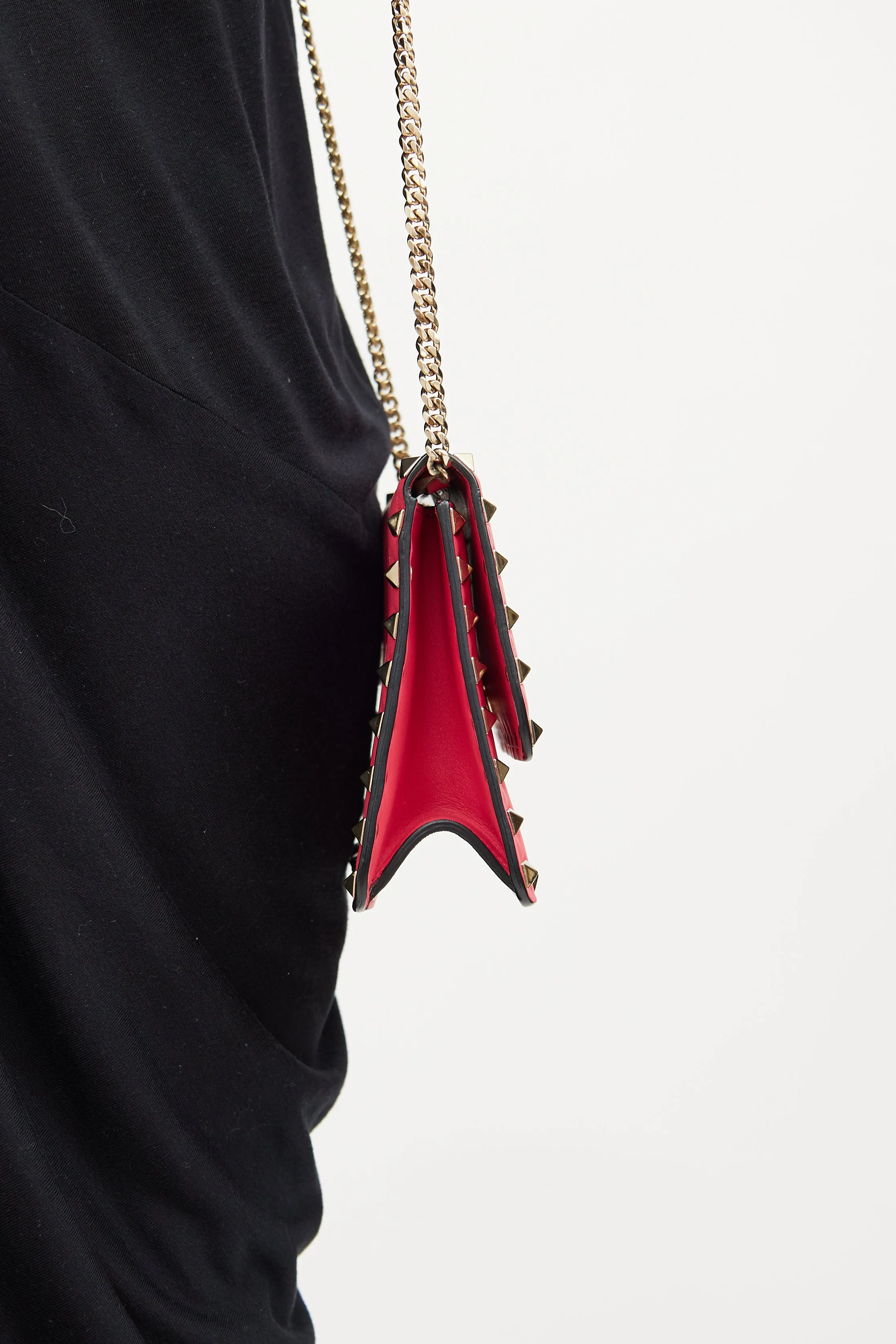 Pink Rockstud Chain Flap Bag