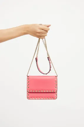 Pink Rockstud Chain Flap Bag